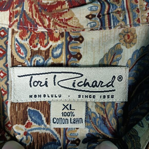 Tori Richard Hawaiian Shirt Men XL Elephant Palm Tree Safari Cotton Lawn - Picture 2 of 9